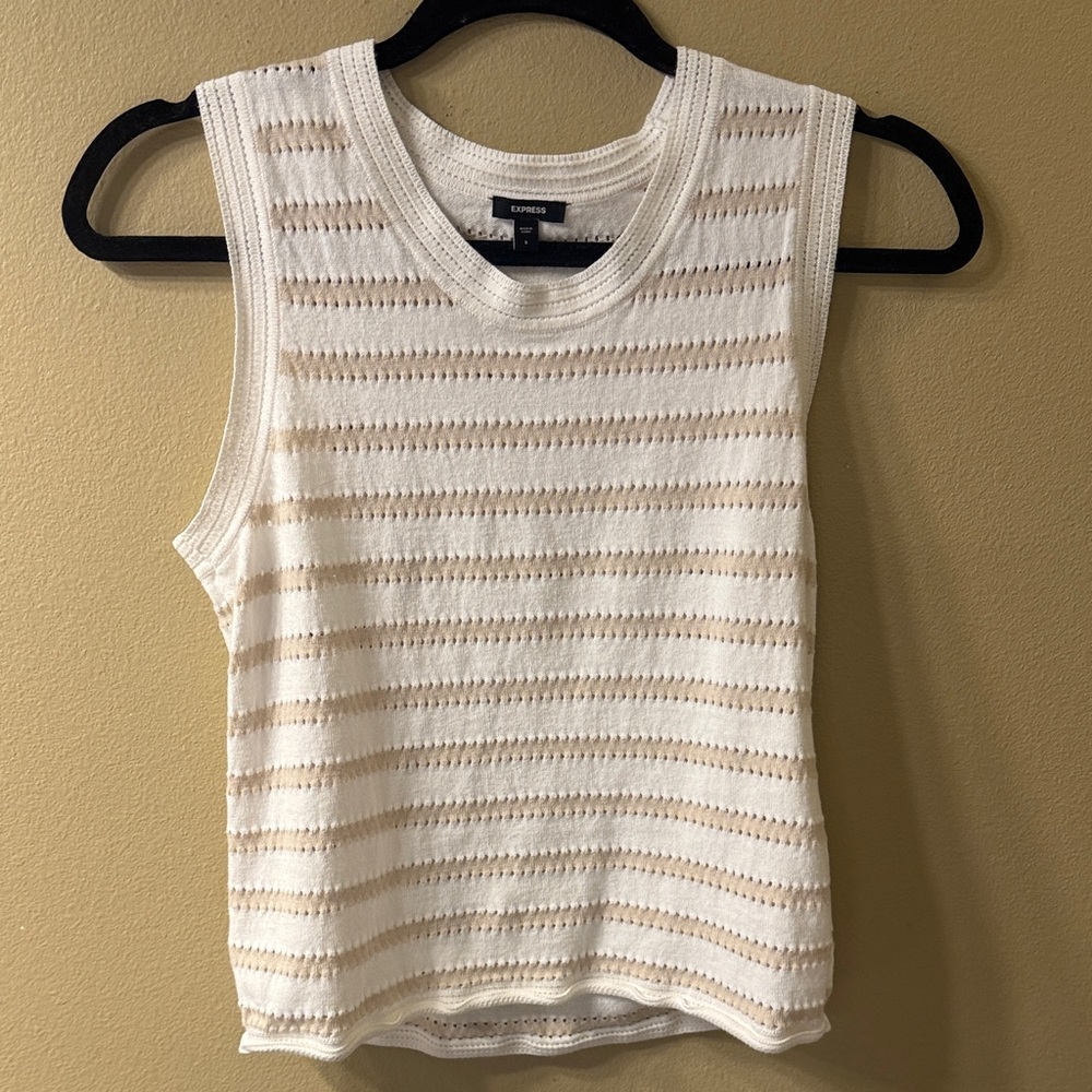 Express Cream Sleeveless Knit Tank Top